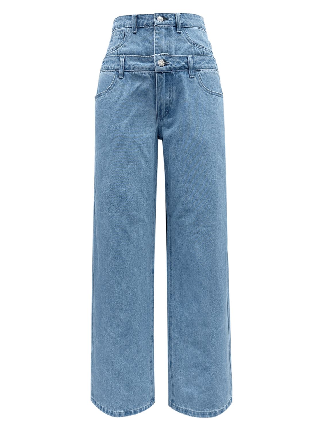 Faux Layered High-Waist Jeans