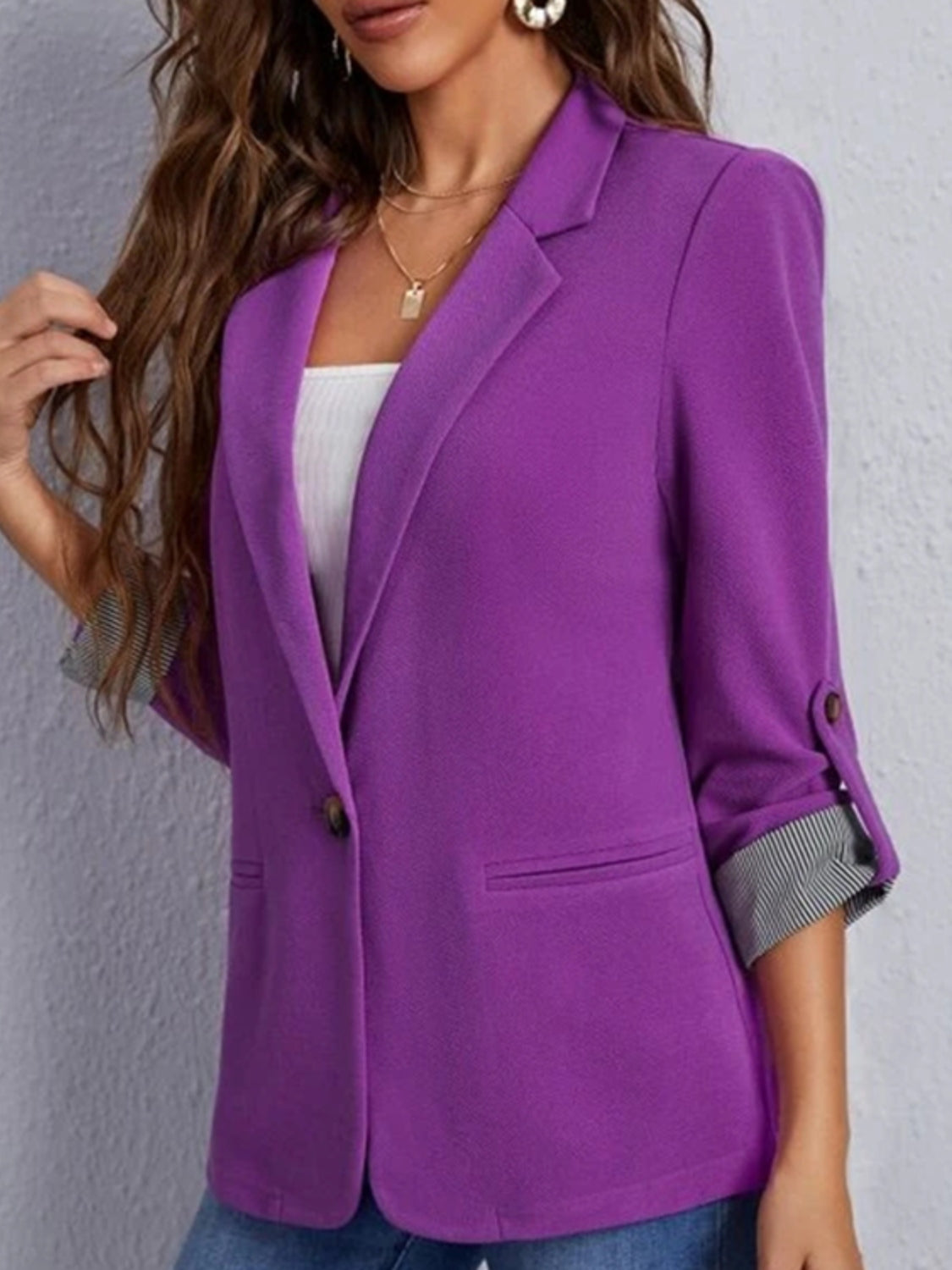 Roll-Tab Sleeve Blazer