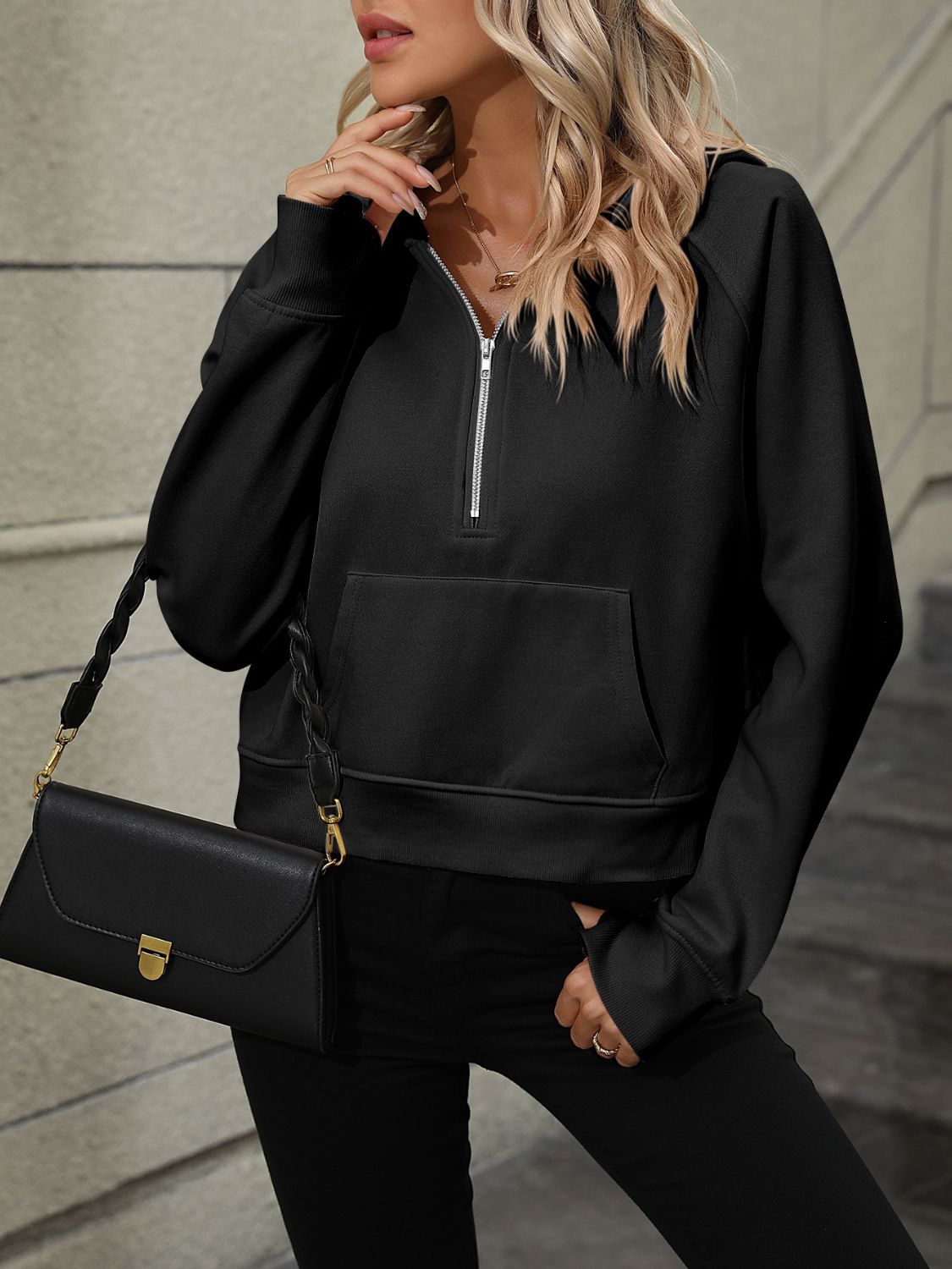 Half-Zip Pocketed Sweatshirt