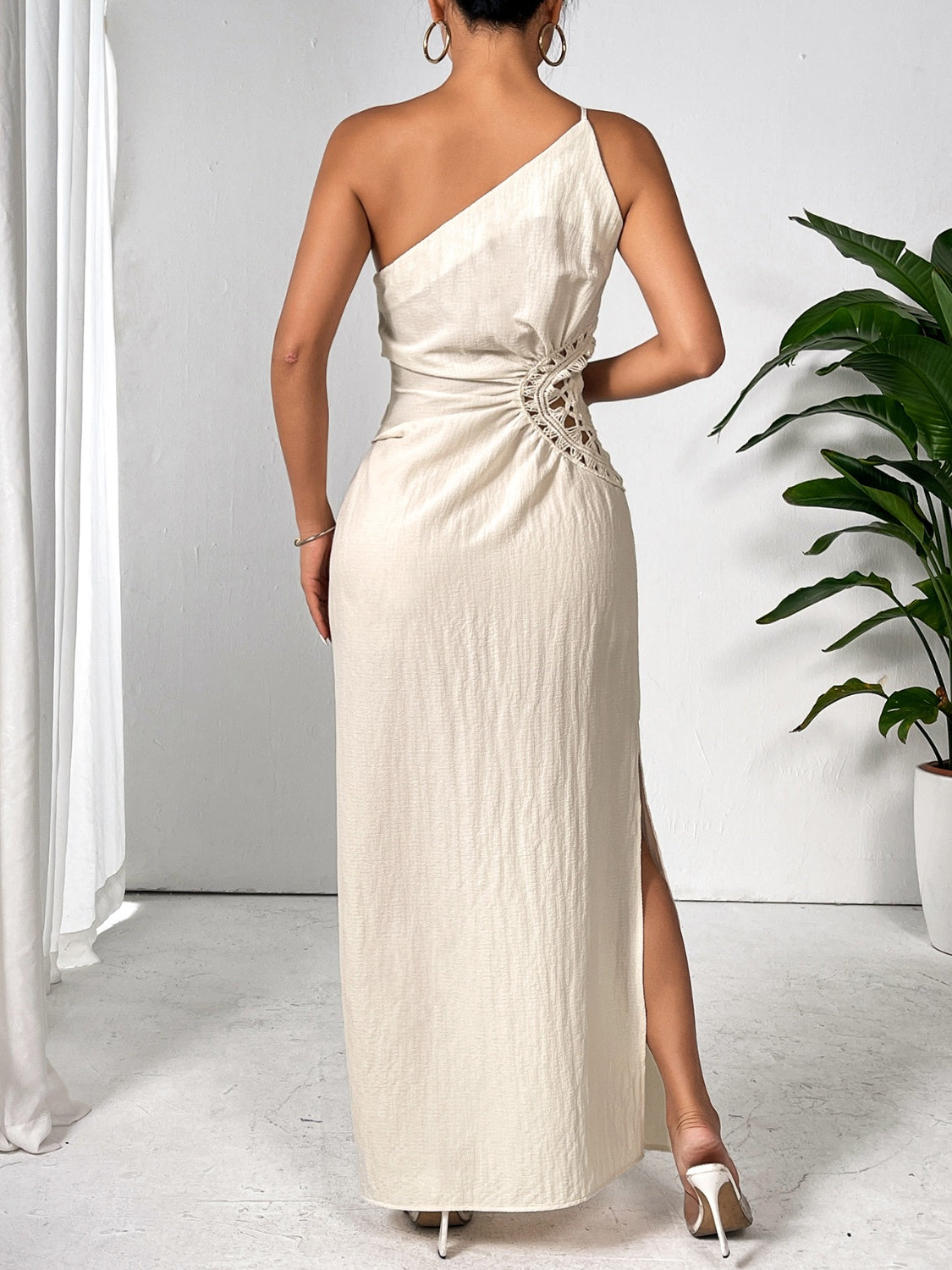 One-Shoulder Slit Maxi Dress