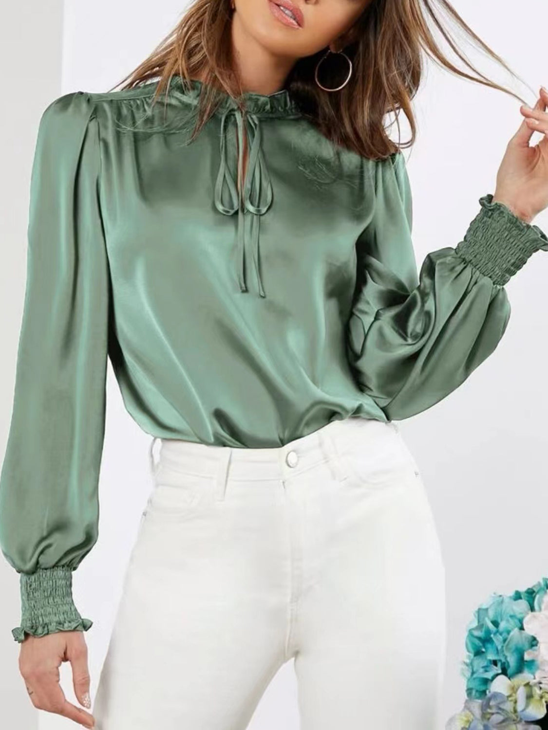 Frill Lantern Sleeve Blouse