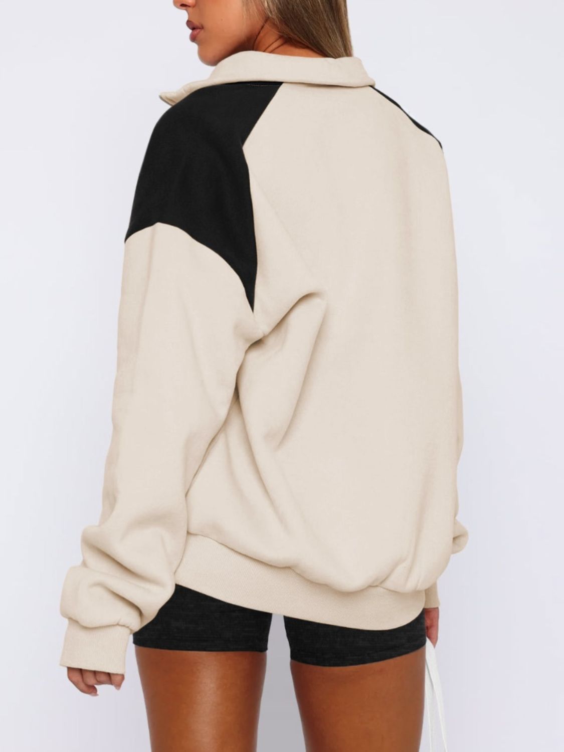 Contrast Quarter-Zip Sweatshirt