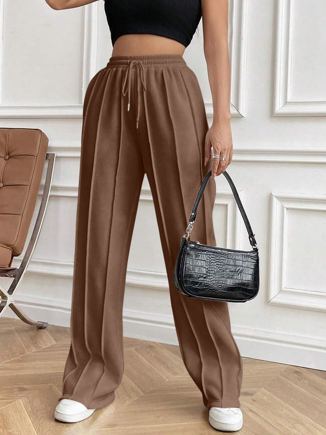 Elastic Waist Drawstring Pants