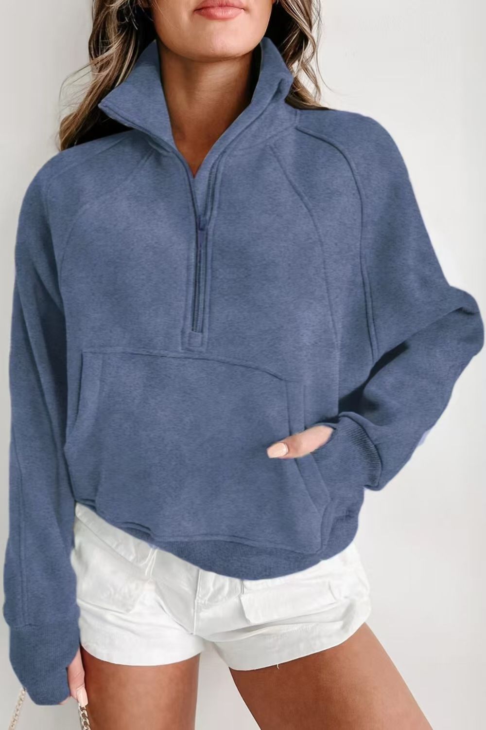 Half-Zip Pocketed Sweatshirt