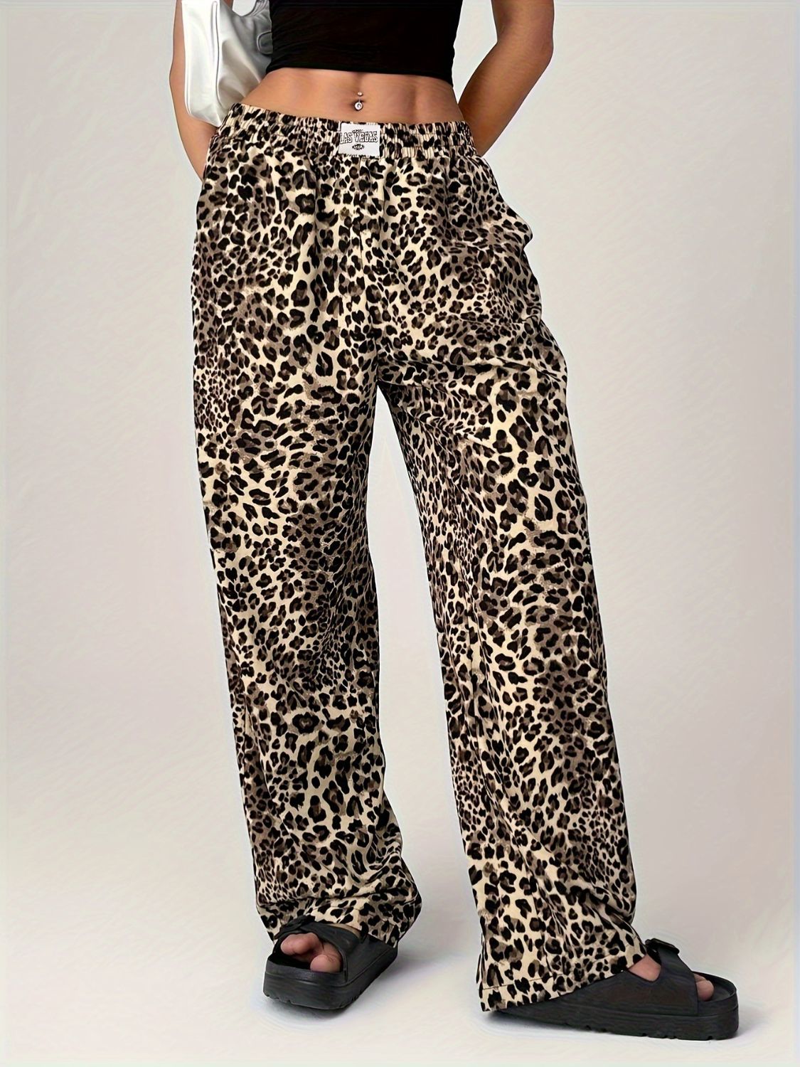 Leopard Print Wide-Leg Pants