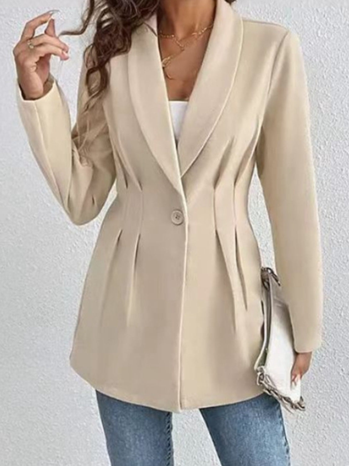 One-Button Long Sleeve Blazer