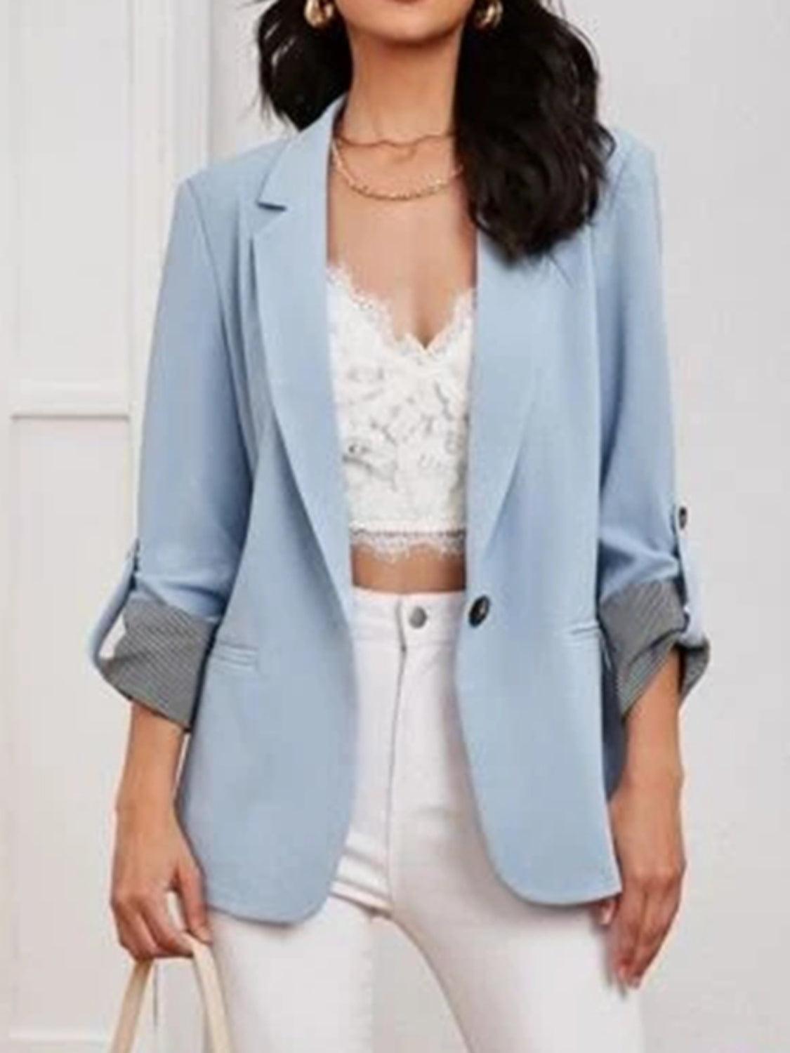 Roll-Tab Sleeve Blazer