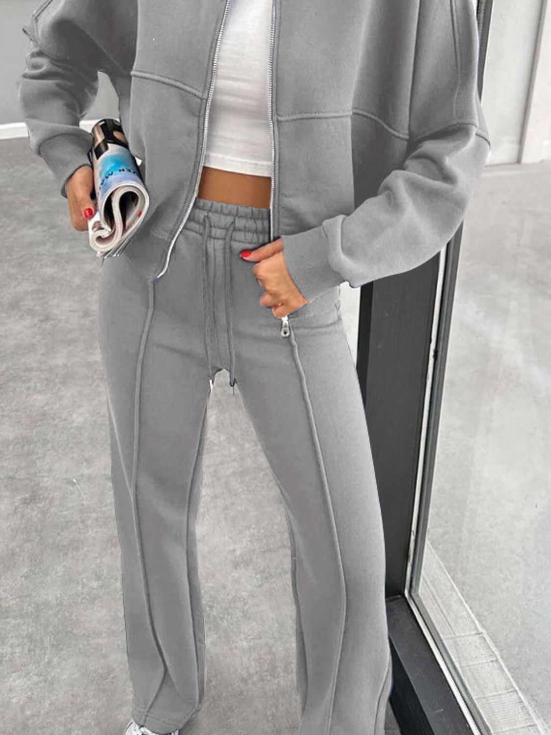 Zip-Up Jacket & Drawstring Pants Set