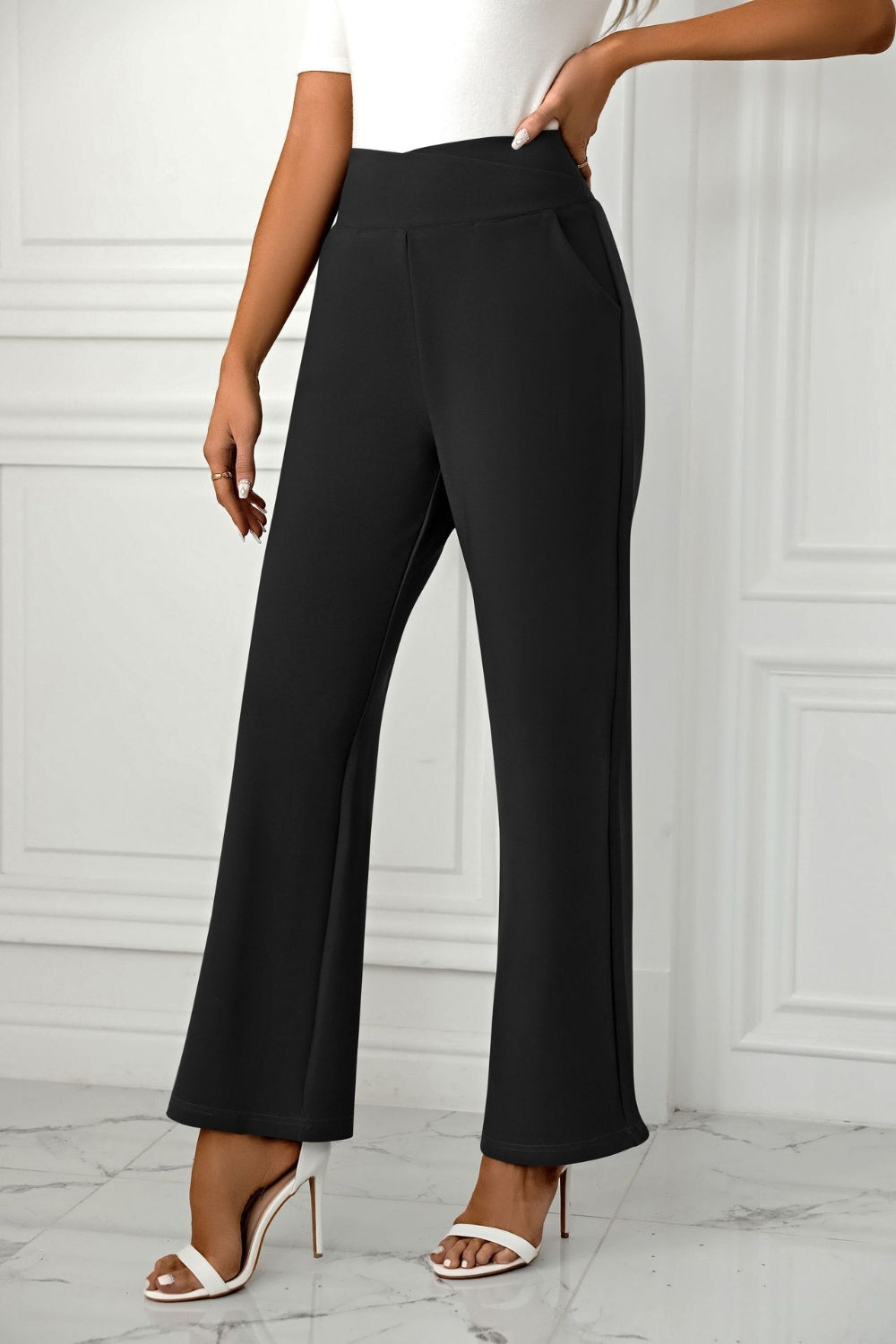 High-Waist Straight-Leg Pants