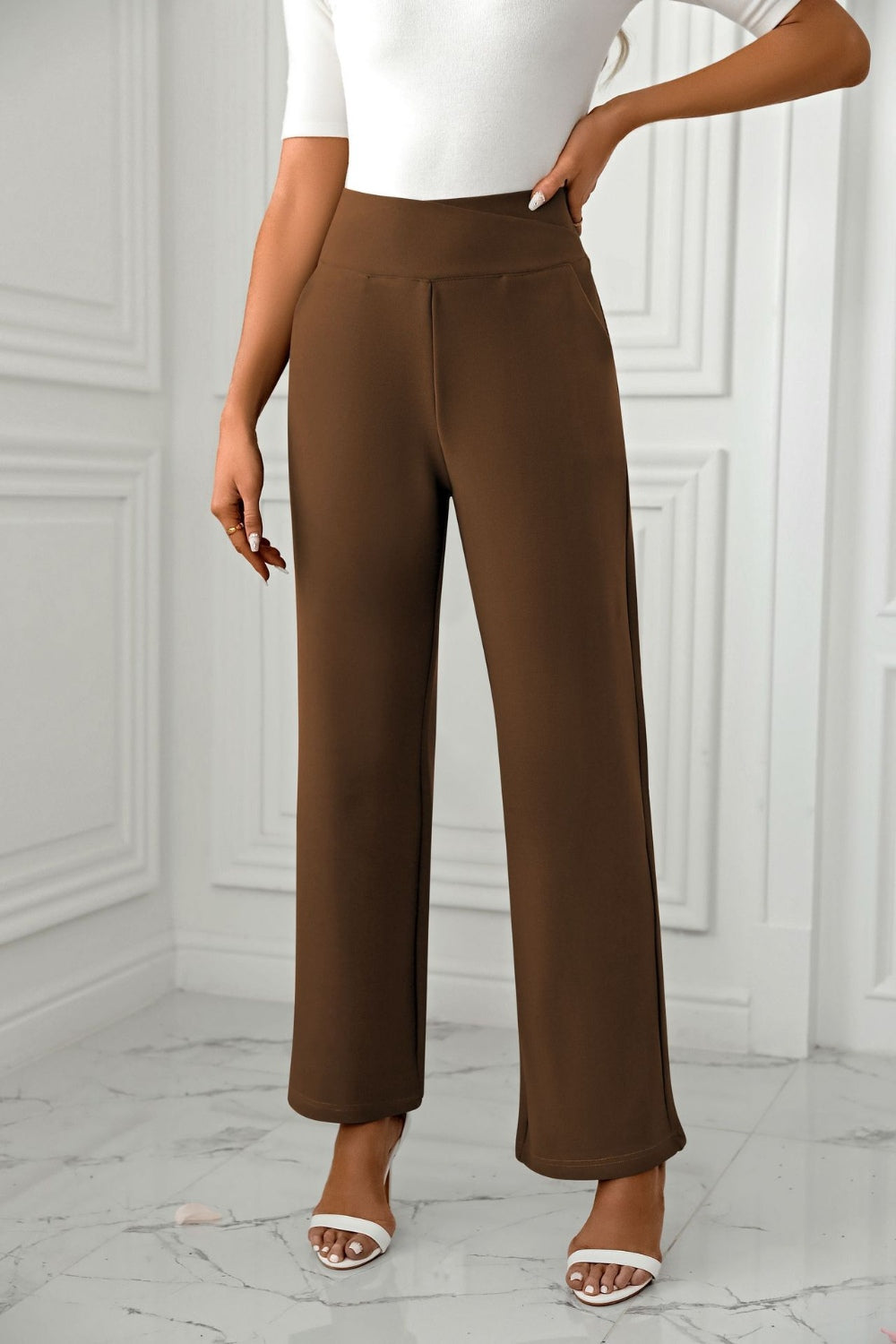 High-Waist Straight-Leg Pants