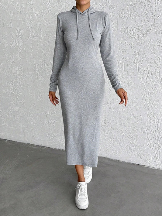 Drawstring Hooded Midi Dress