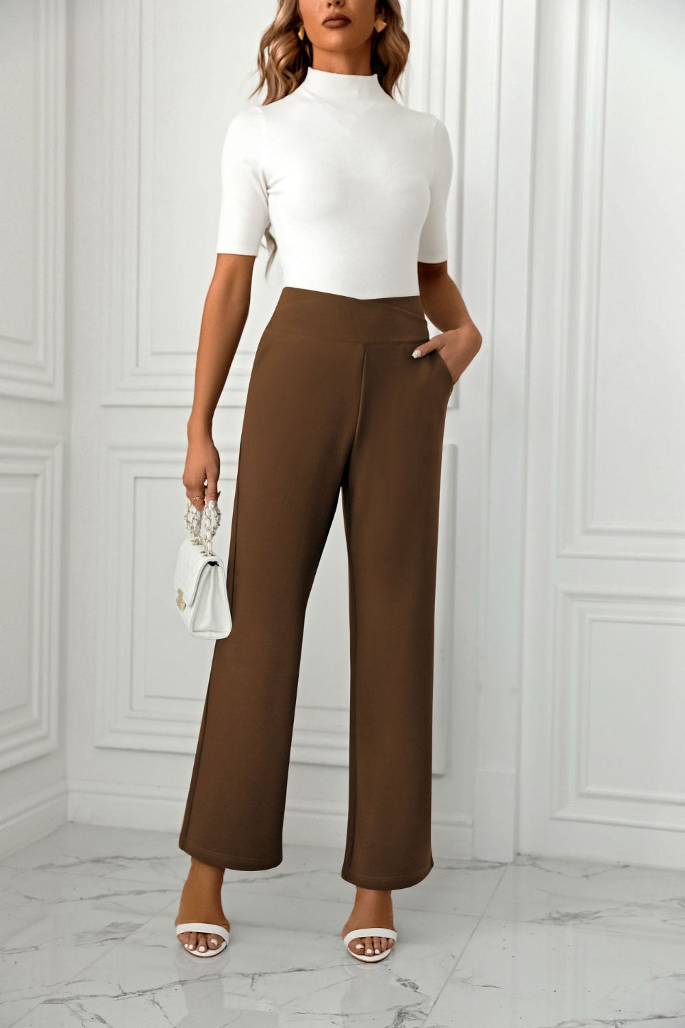 High-Waist Straight-Leg Pants